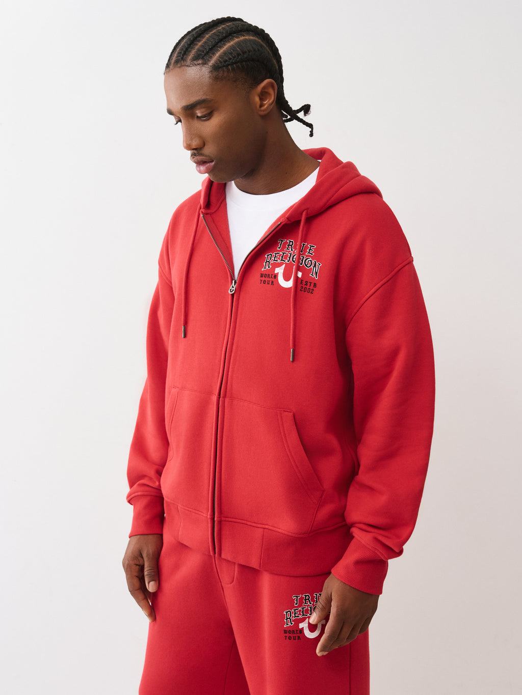 True Religion Flap Zip Up Hoodie Red
