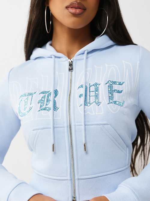 True Religion Embroidered Shrunken Zip Hoodie