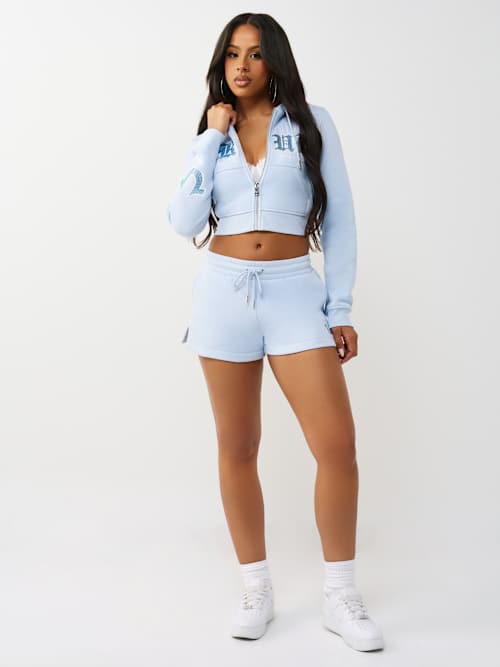 True Religion Embroidered Shrunken Zip Hoodie