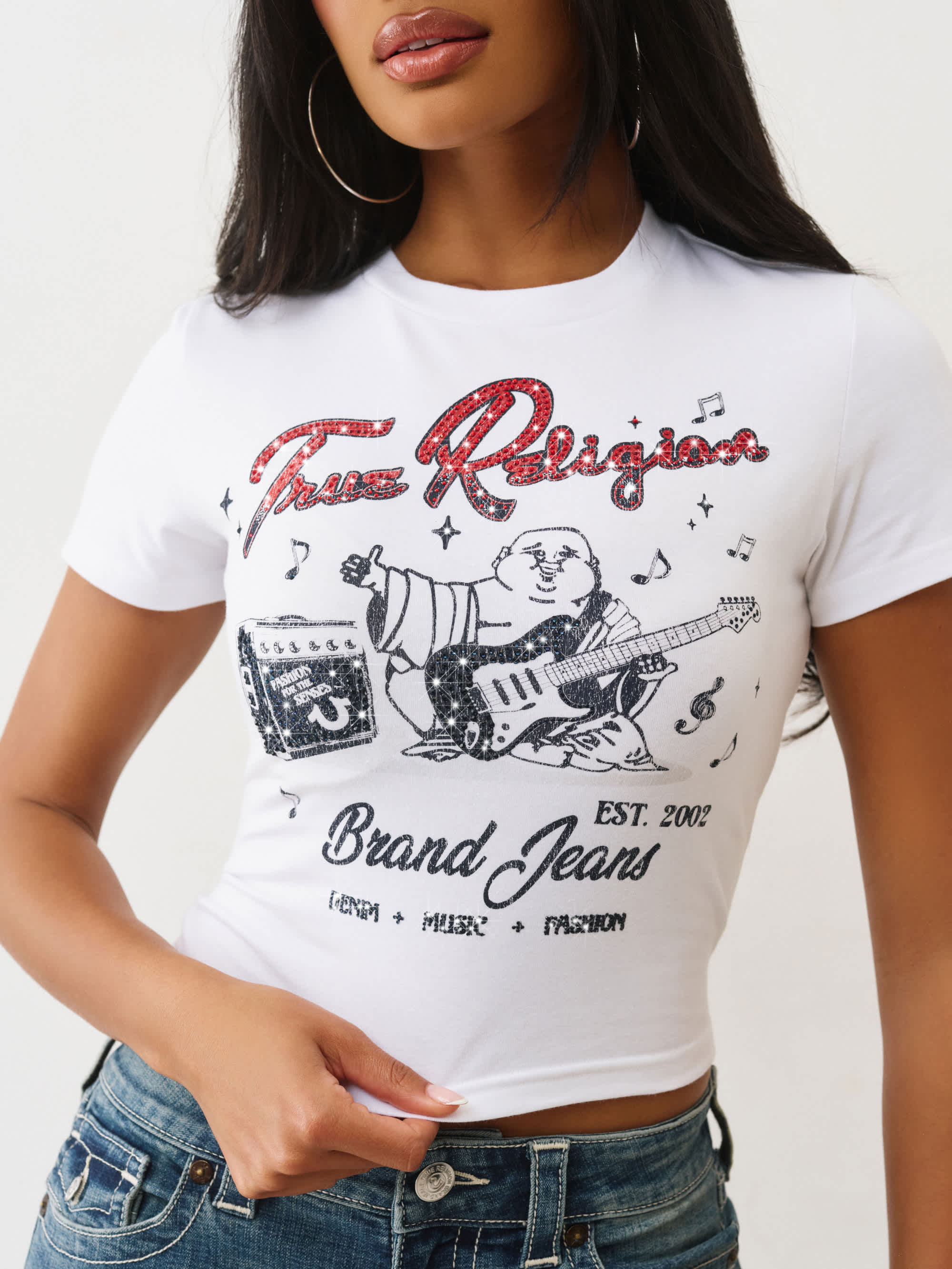 True Religion Crystal Buddah SS Baby Tee