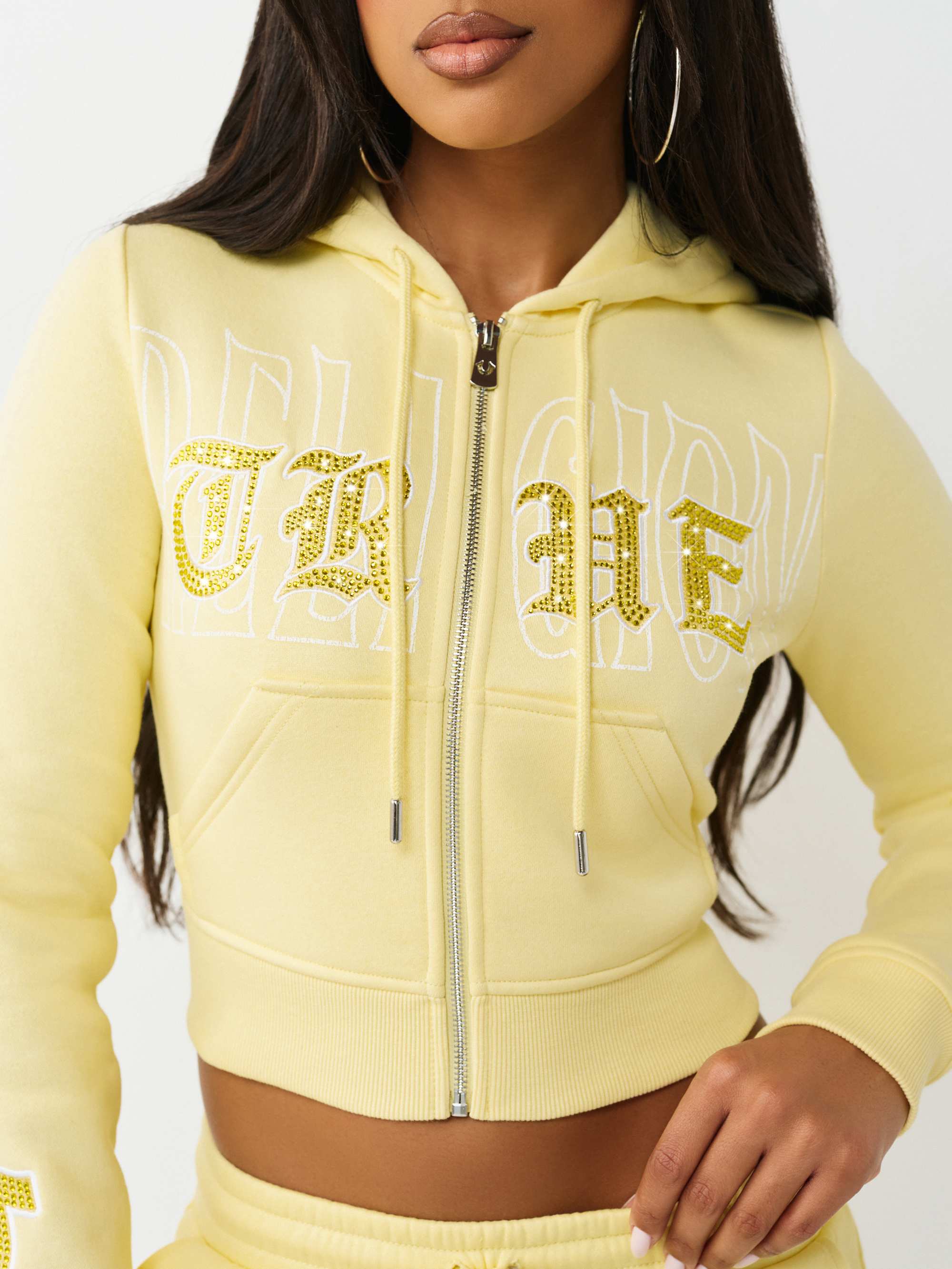 True Religion Embroidered Shrunken Zip Hoodie