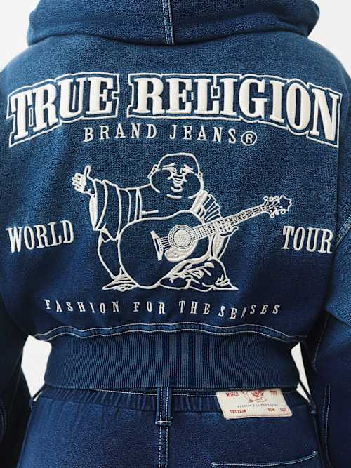 True Religion Washed Indigo Pullover Hoodie