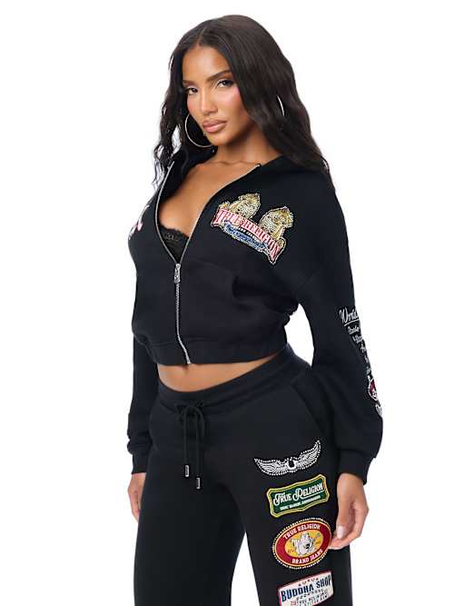 True Religion Crystal Varsity Relax Zip Up HD