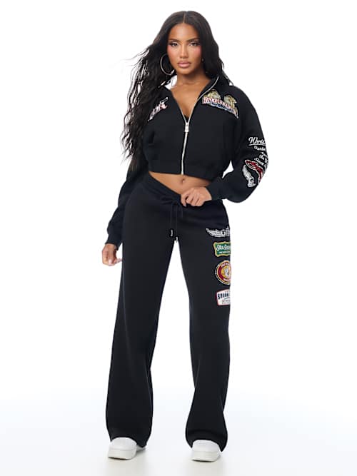 True Religion Crystal Varsity Relax Zip Up HD