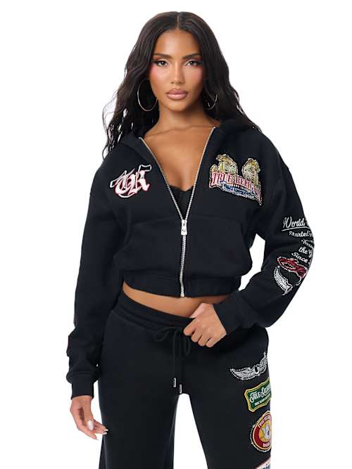True Religion Crystal Varsity Relax Zip Up HD