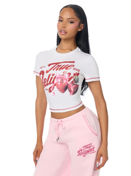 True Religion Crystal Cherry SS Baby Tee