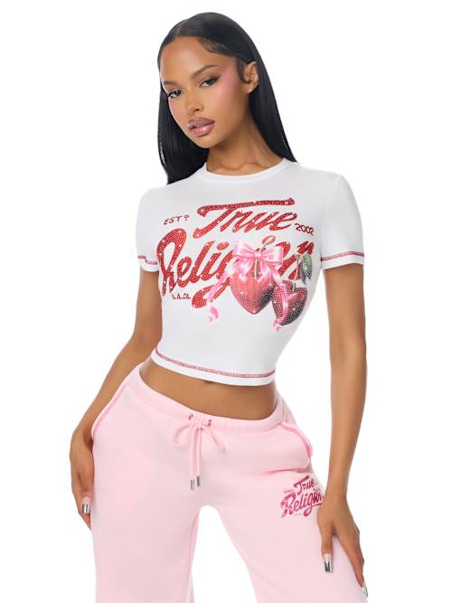 True Religion Crystal Cherry SS Baby Tee