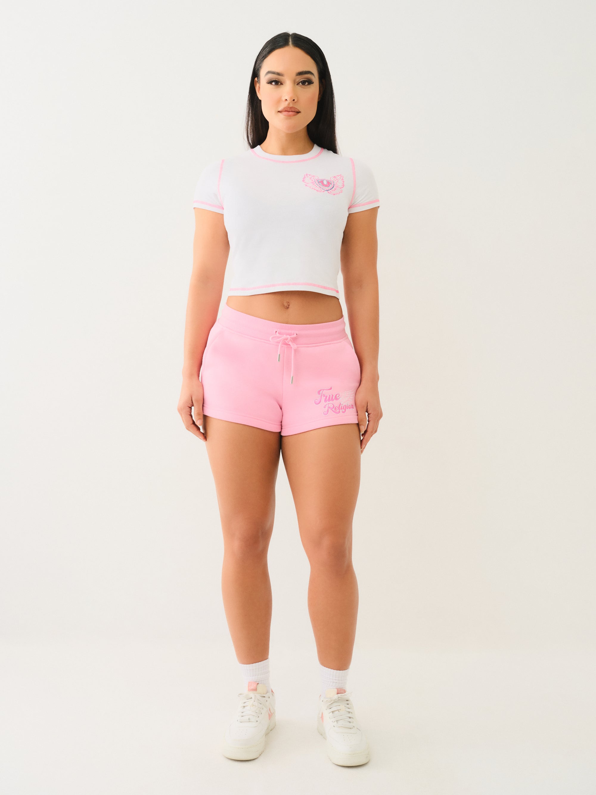 True Religion Contrast Stitch Wing Short Sleeve Baby Tee *Preorder