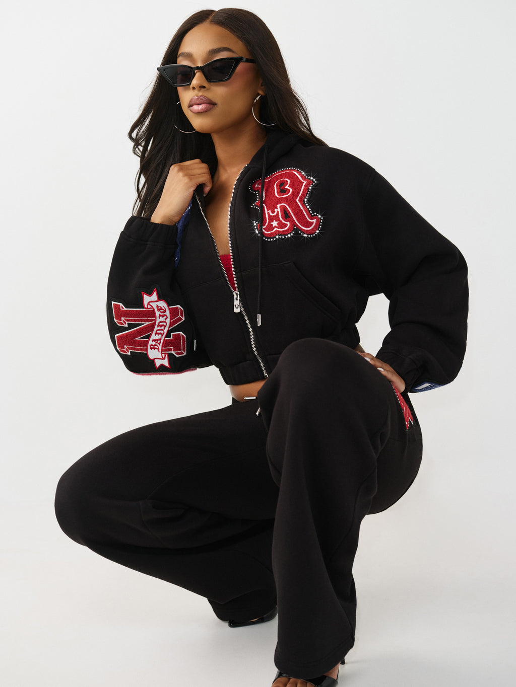 True Religion Crystal Patch GF Zip Up Hoodie