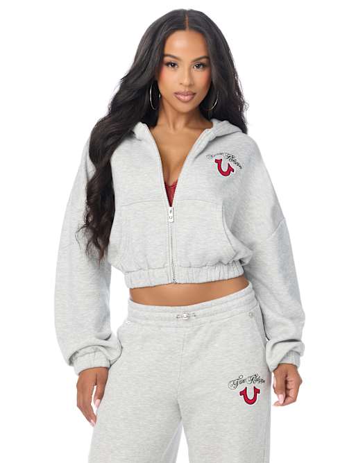 True Religion Applique GF Zip Up Hoodie