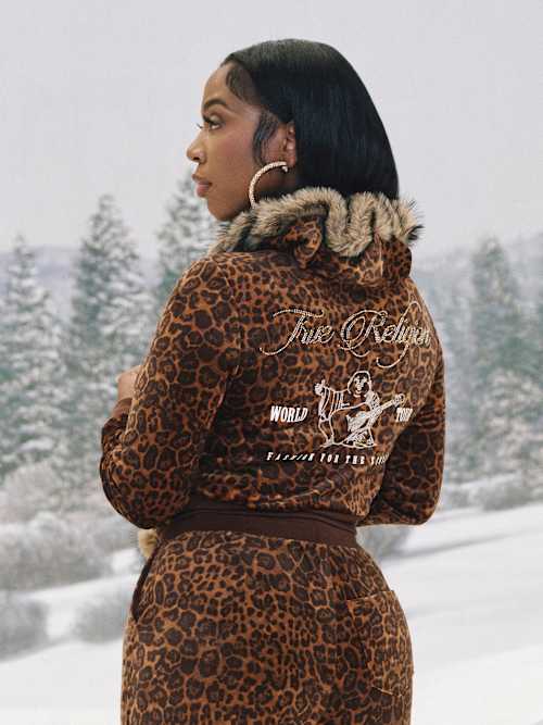 True Religion Crystal Velour Shrunken Hoodie