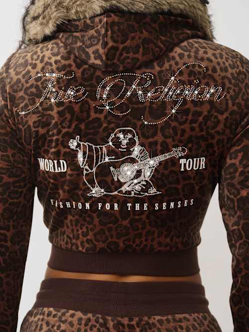 True Religion Crystal Velour Shrunken Hoodie