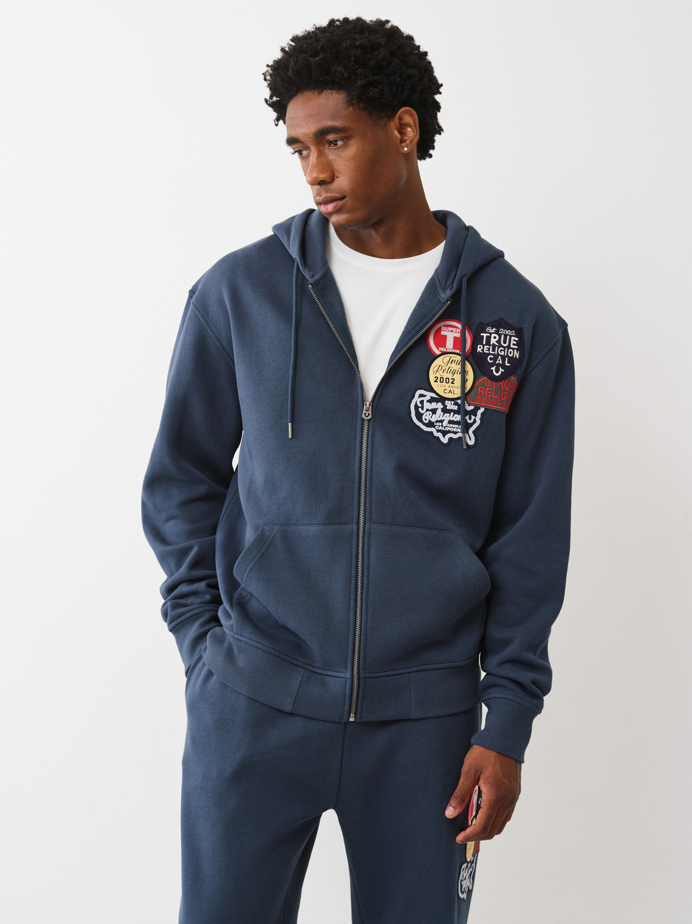 True Religion Patch Vintage Zip Up Hoodie