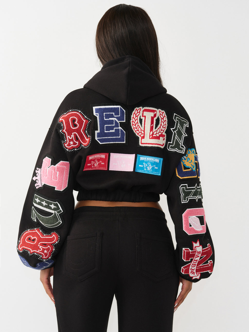 True Religion Crystal Patch GF Zip Up Hoodie