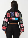 True Religion Crystal Patch GF Zip Up Hoodie