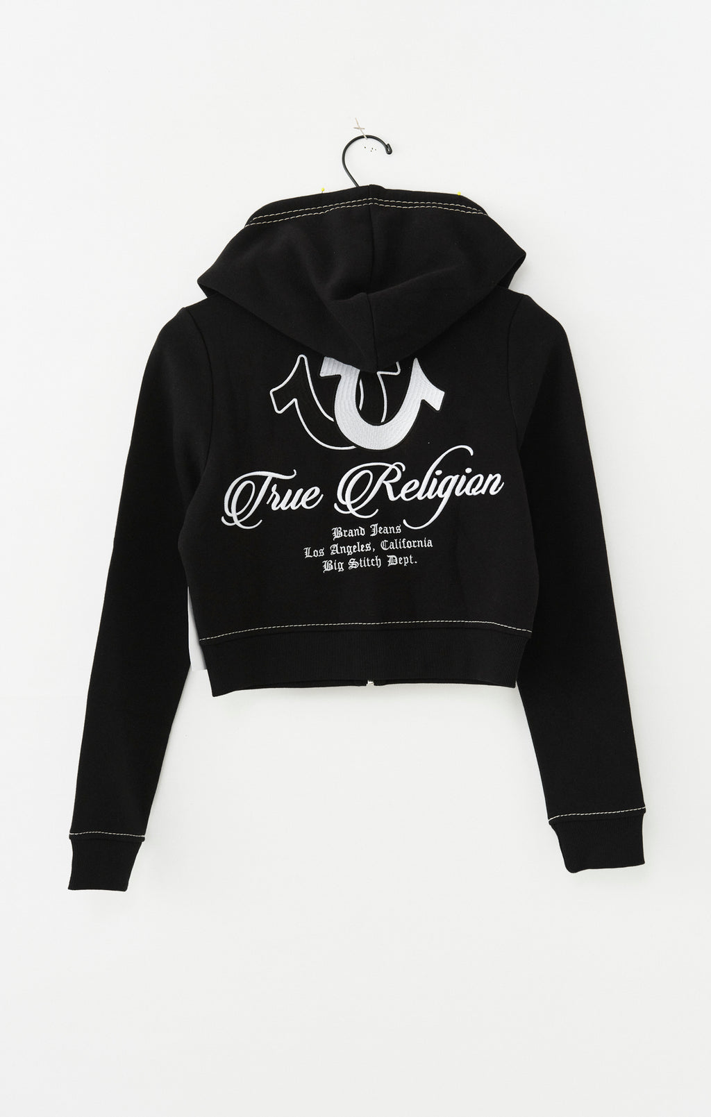 True Religion Embr Big T Shrunken Zip Hoodie