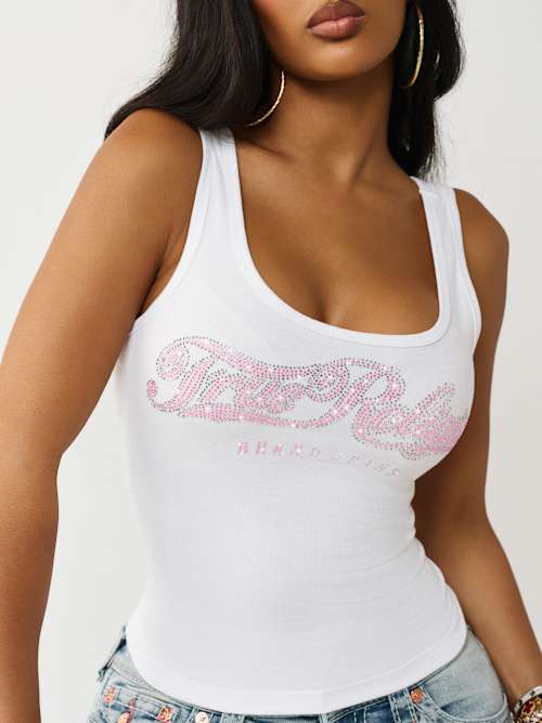 True Religion Crystal Square Neck Rib Tank