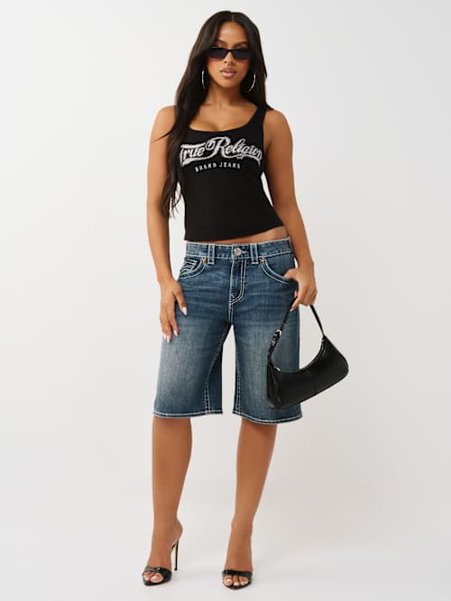 True Religion Crystal Square Neck Rib Tank