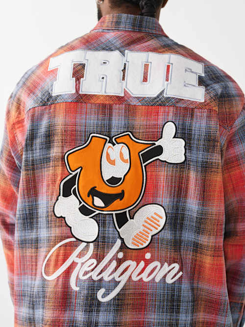 True Religion Long Sleeve Flannel Patch Shirt