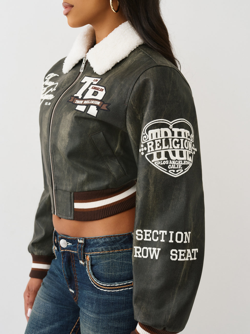 True Religion Sherpa Collared Aviator Jacket