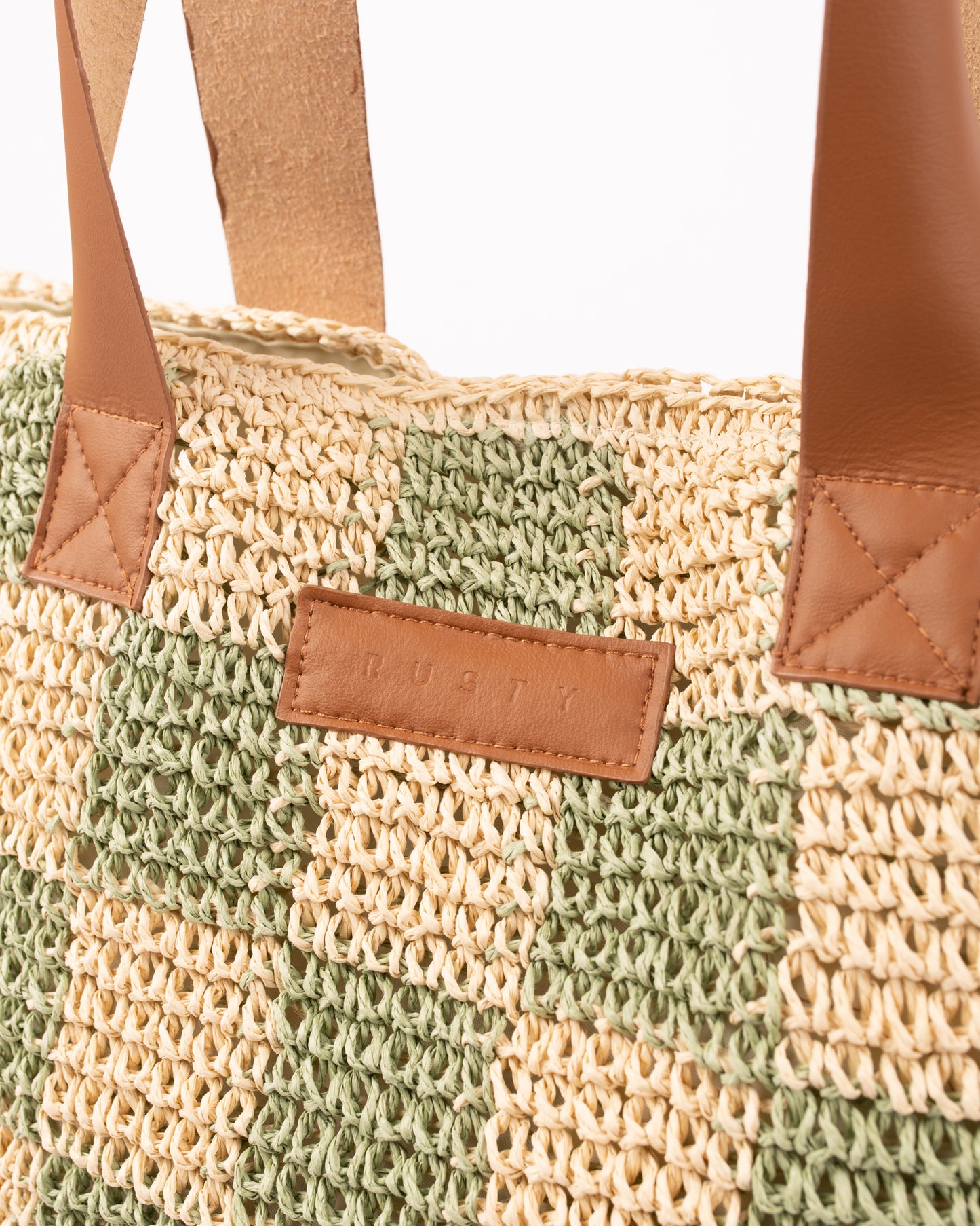 CHECKMATE STRAW BEACH BAG