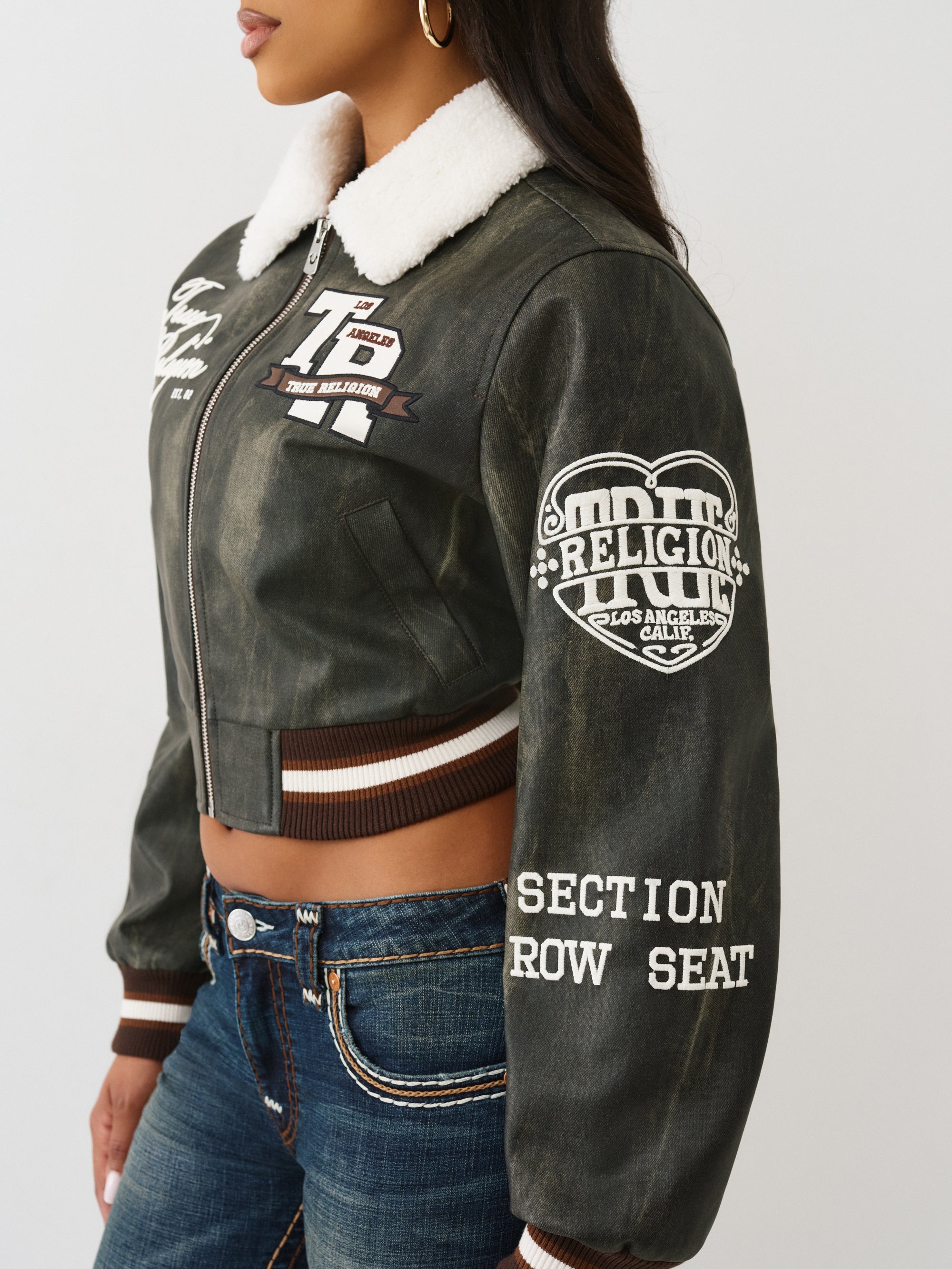 True Religion Sherpa Collared Aviator Jacket