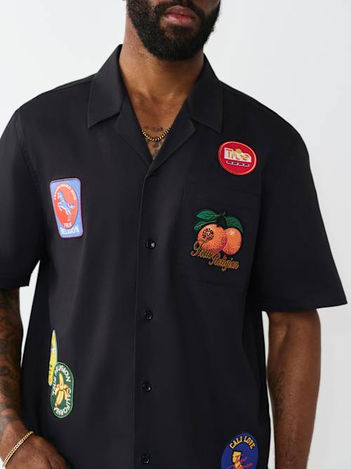 True Religion Twill Embroidery Camp Shirt