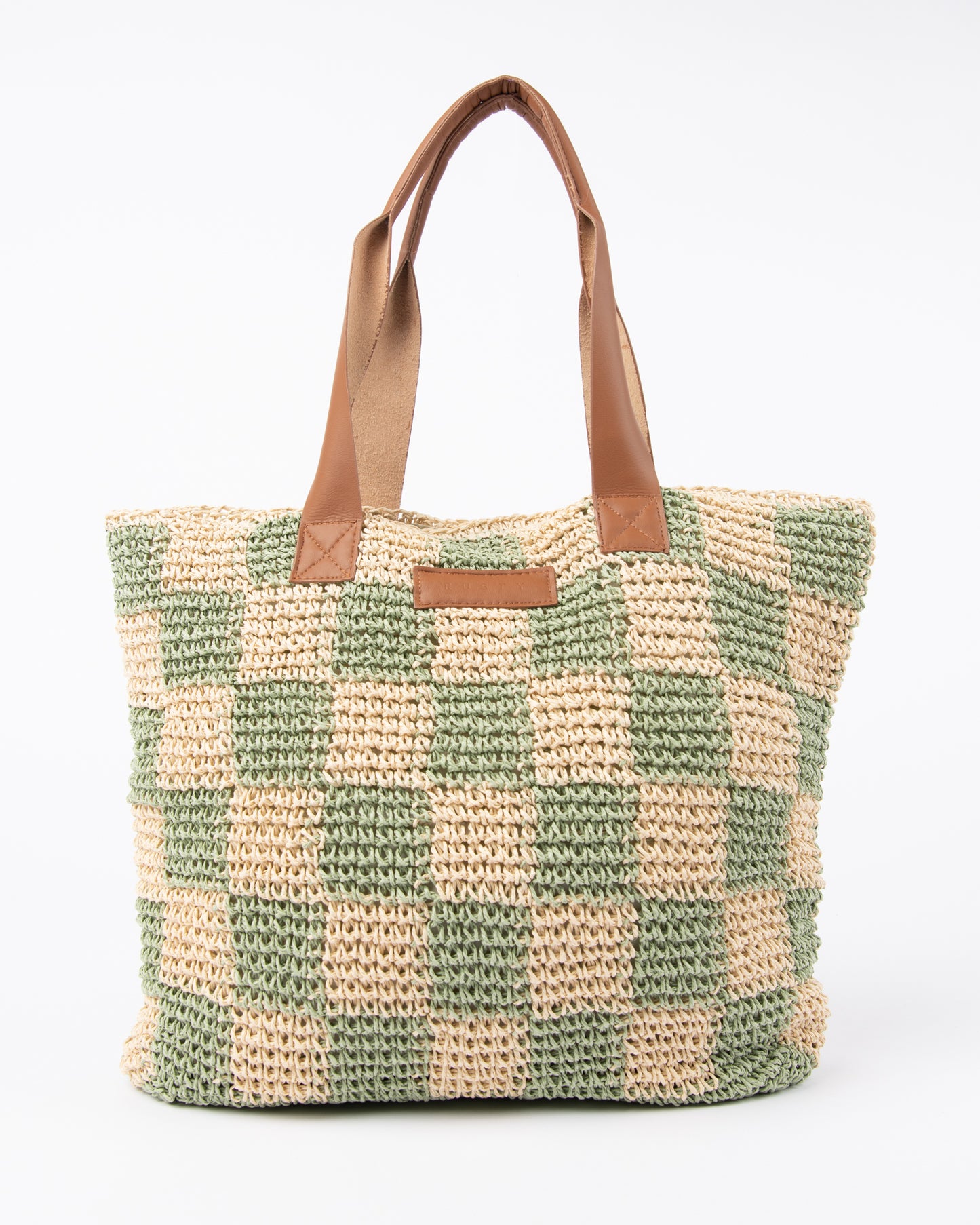 CHECKMATE STRAW BEACH BAG