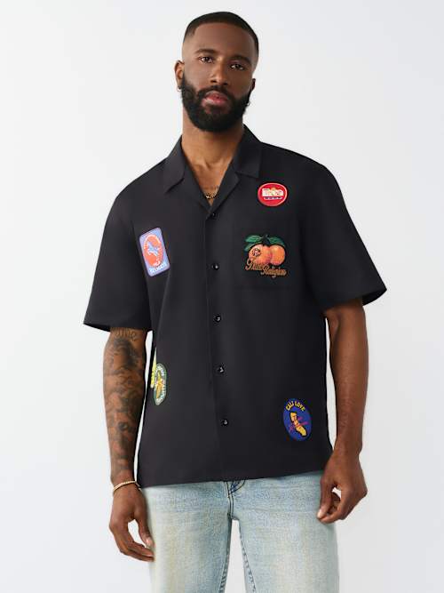 True Religion Twill Embroidery Camp Shirt