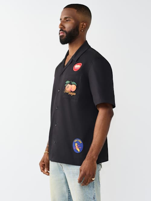 True Religion Twill Embroidery Camp Shirt