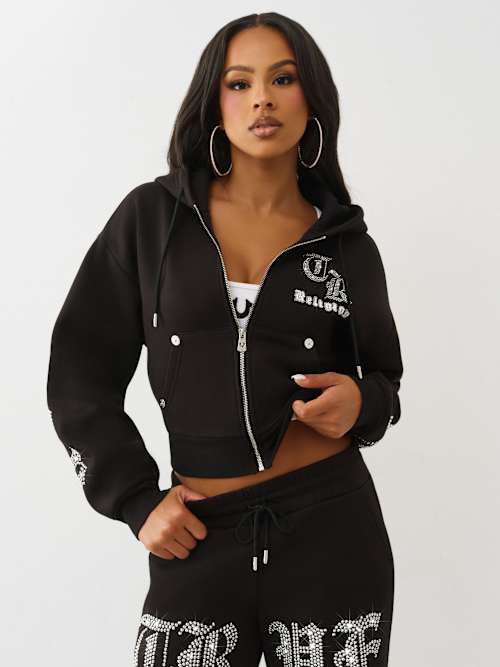 True Religion Crystal Relaxed Zip Hoodie