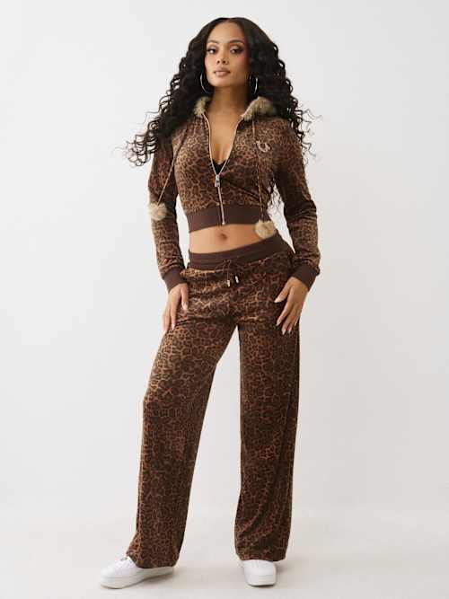 True Religion Crystal HS Velour Straight Leg