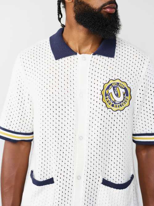 True Religion SS Horseshoe Crest Knit Shirt