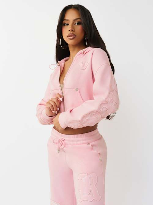 True Religion Applique Rlx Zip Up Hoodie