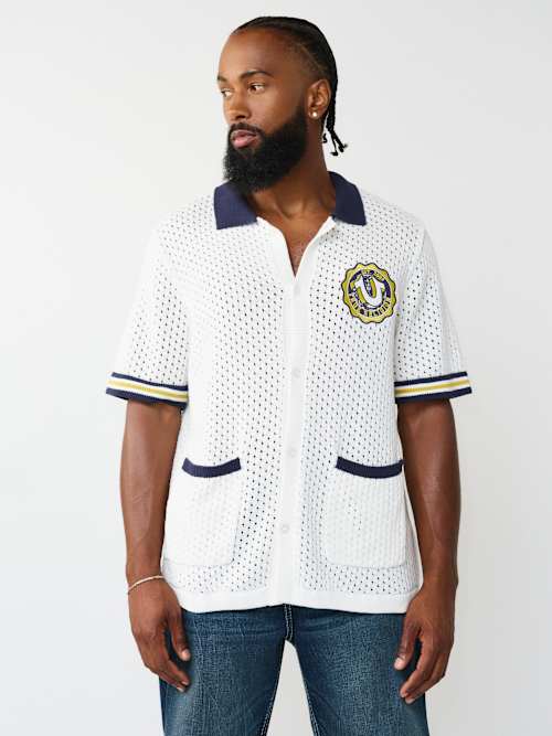 True Religion SS Horseshoe Crest Knit Shirt
