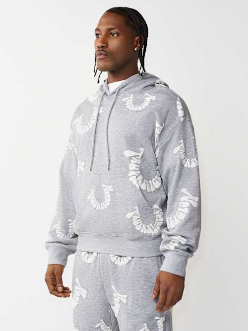 True Religion Warped Logo Boxy Hoodie