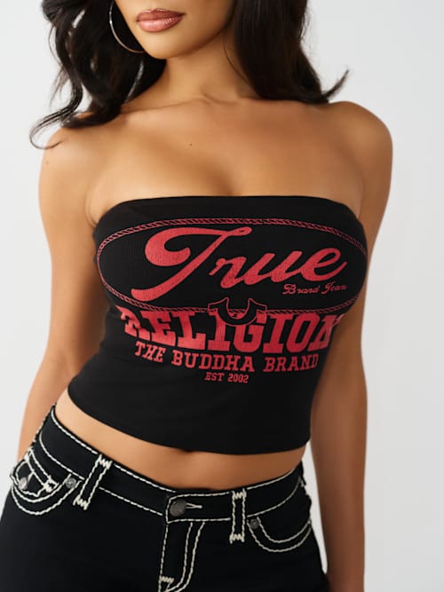 True Religion Ruched Rib Bandeau Top