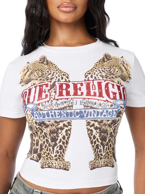 True Religion Crystal Leopard Baby Tee