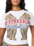 True Religion Crystal Leopard Baby Tee