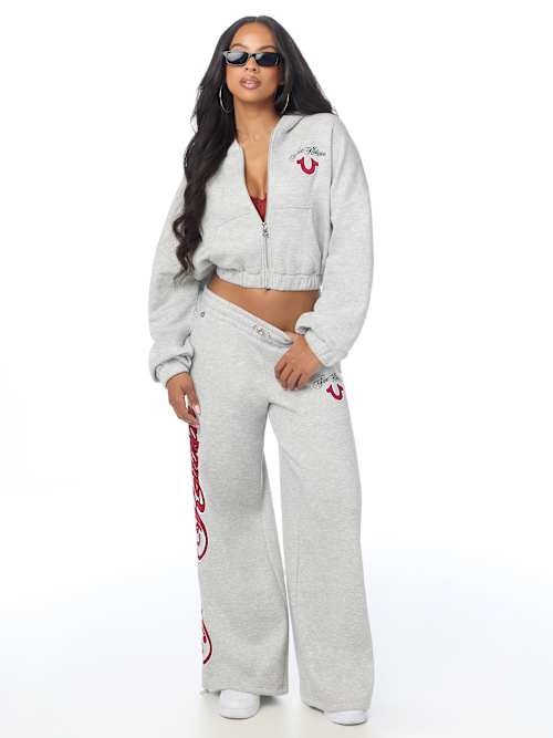 True Religion Applique Wide Leg Pants