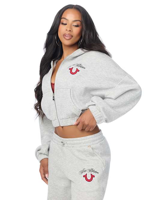 True Religion Applique GF Zip Up Hoodie