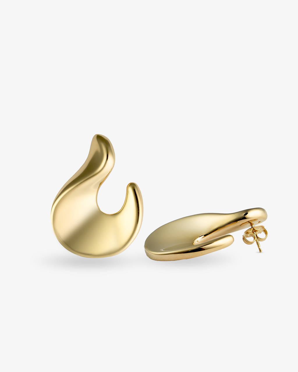Valentina Sculptural Flame Gold Statement Earrings